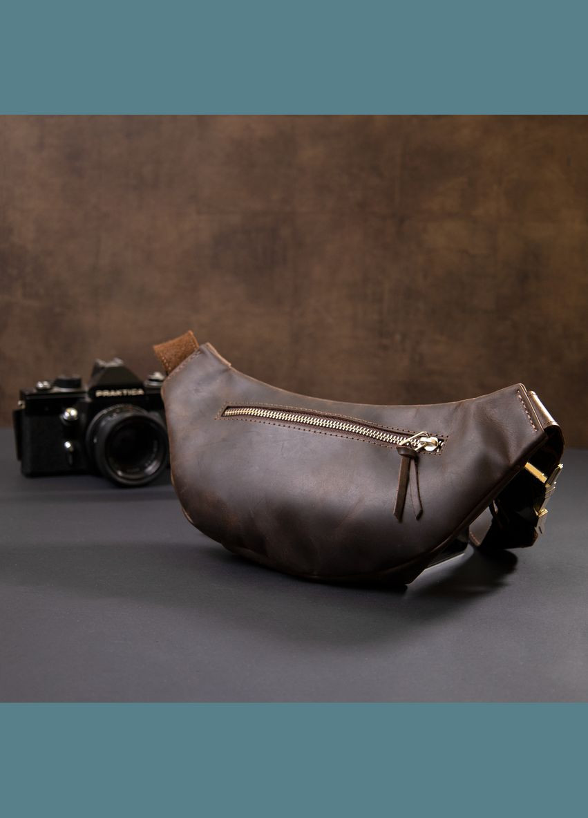 Сумка чоловіча через плече шкіряна бананка 11154 Коричнева Grande Pelle (302008857)