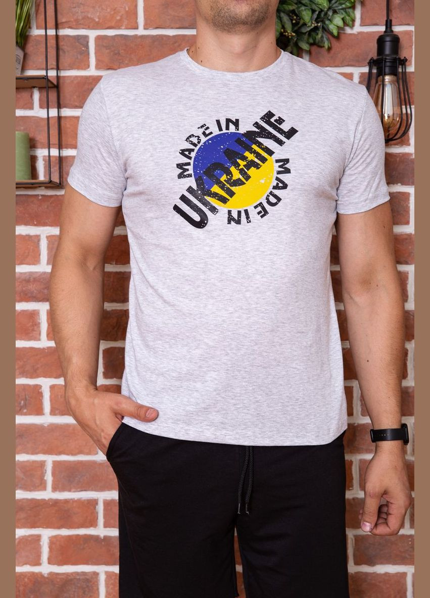 Светло-серая мужская футболка с патриотическим принтом,, Ager