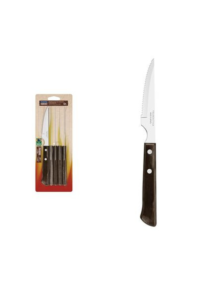 Набір ножів для стейка 102 мм 6 шт Barbecue Polywood 21109/694 Tramontina комбінований,