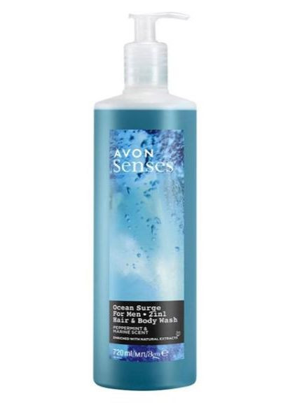 Шампунь-гель для душа для мужчин «Бодряющий океан», 720 мл Avon (278240615)