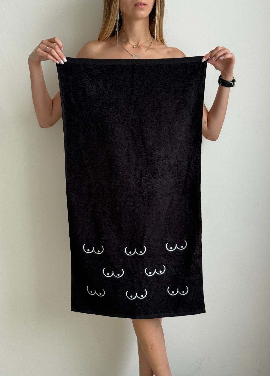 Хлопковое полотенце с принтом «Цици» VIDCHUY черный