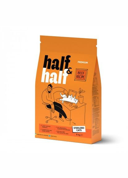 Сухий корм Half&Half для стерилізованих котів, з яловичиною, 8 кг (*) No Brand (323219848)