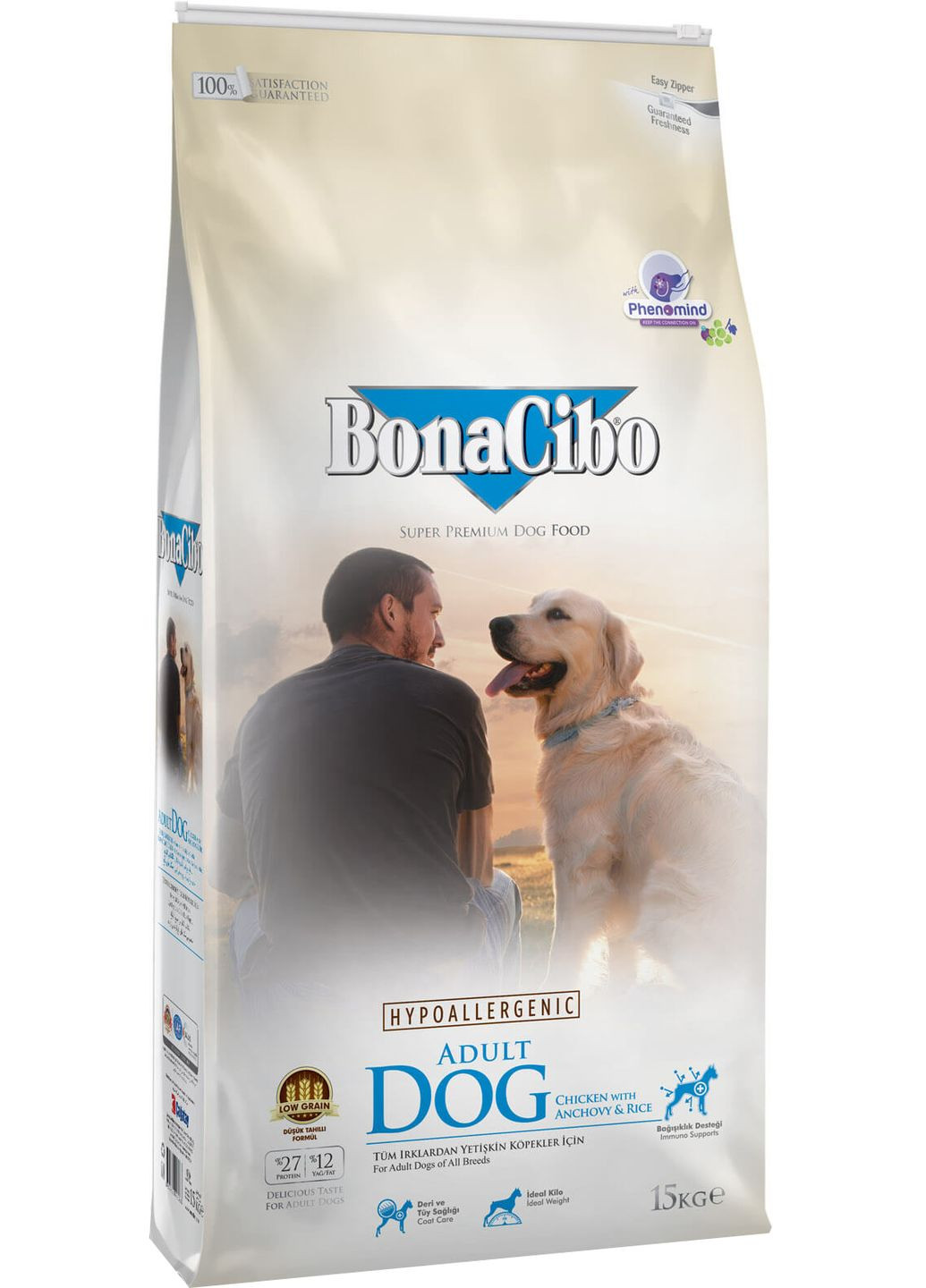 Сухой корм для собак Adult Dog Chicken&Rice with Anchovy с мясом курицы, анчоусами и рисом 15 кг (BC405765) BonaCibo (315868083)