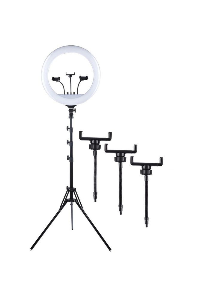 Кольцевая LED Лампа RL-18 45 см + 3 держателя + Штатив 210см 3 режима света, сенсорная с пультом Ring Light (351359193)