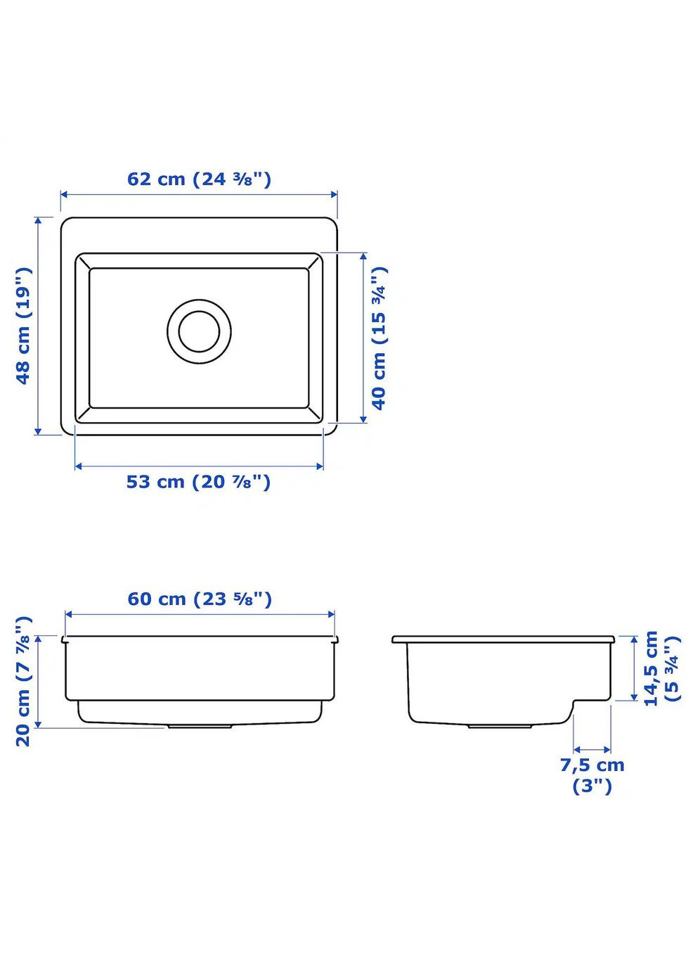 Раковина з видимою передньою частиною ІКЕА HAVSEN 62х48 см (s19253714) IKEA (278408685)