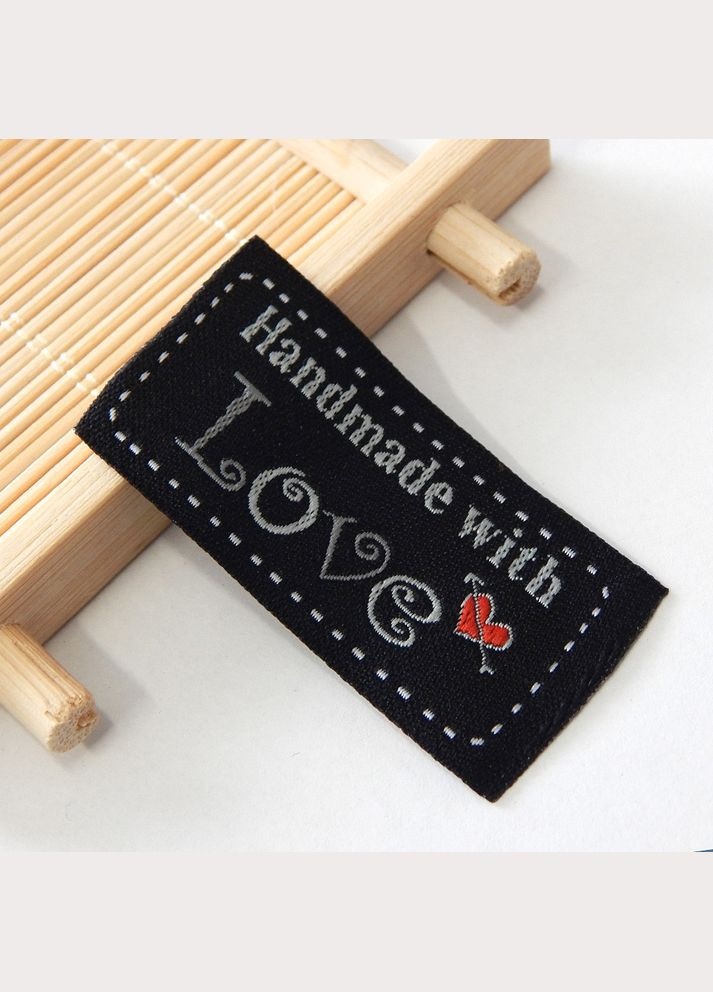 Бирка текстильная Handmade with LOVE, 50х25 мм, черная No Brand (341730971)