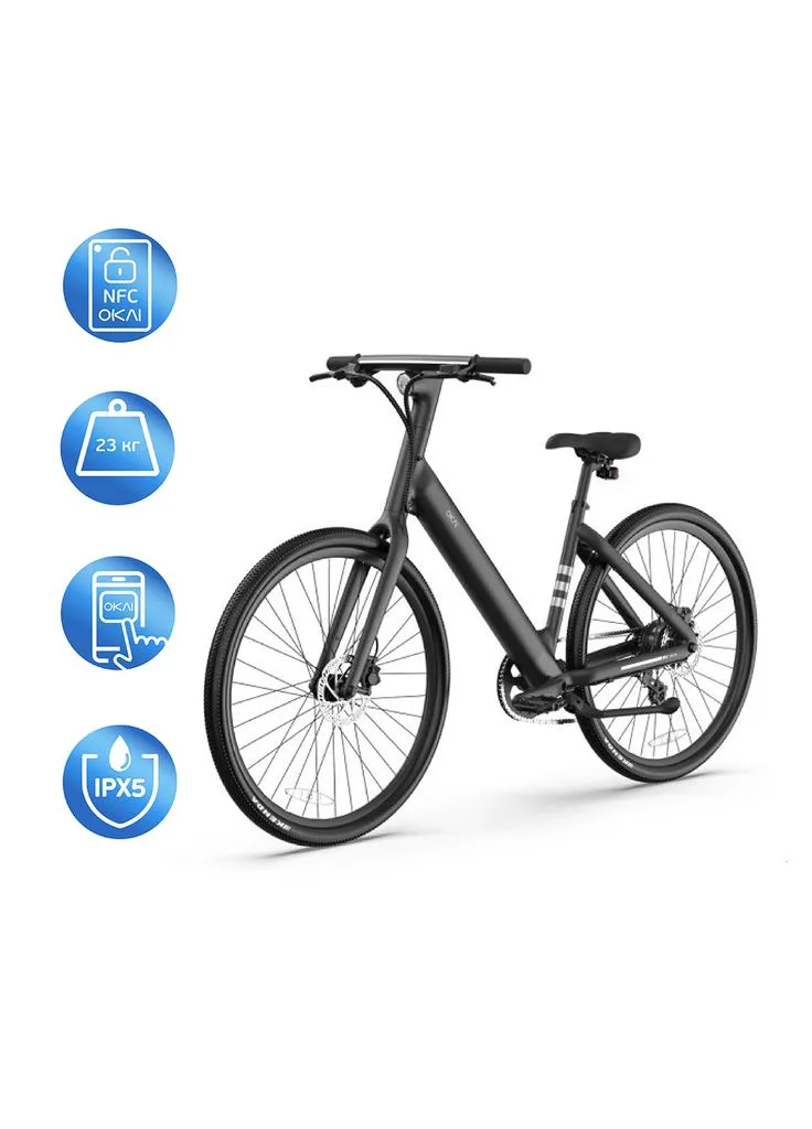 Електровелосипед Black 28', 250(500)W, 9,6Ah, 61.2km, 25km\h, NFC, App, 23kg (-B) OKAI EB60 (382861088)