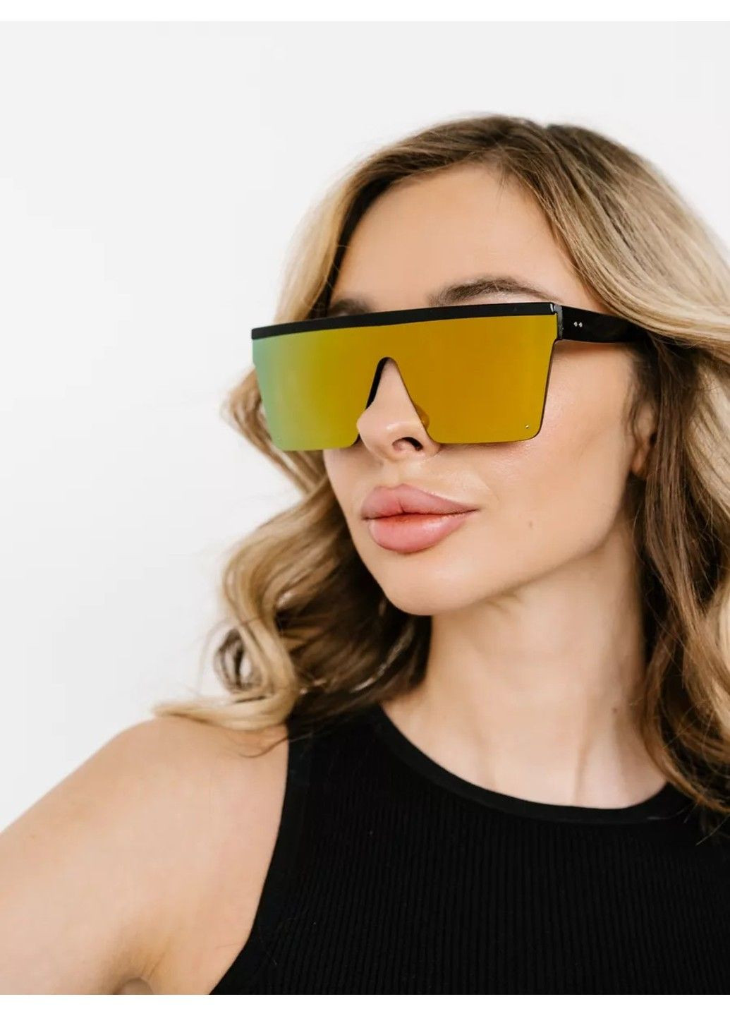 Солнцезащитные очки унисекс маска Space зеркальные оранжевые No Brand (312353989)