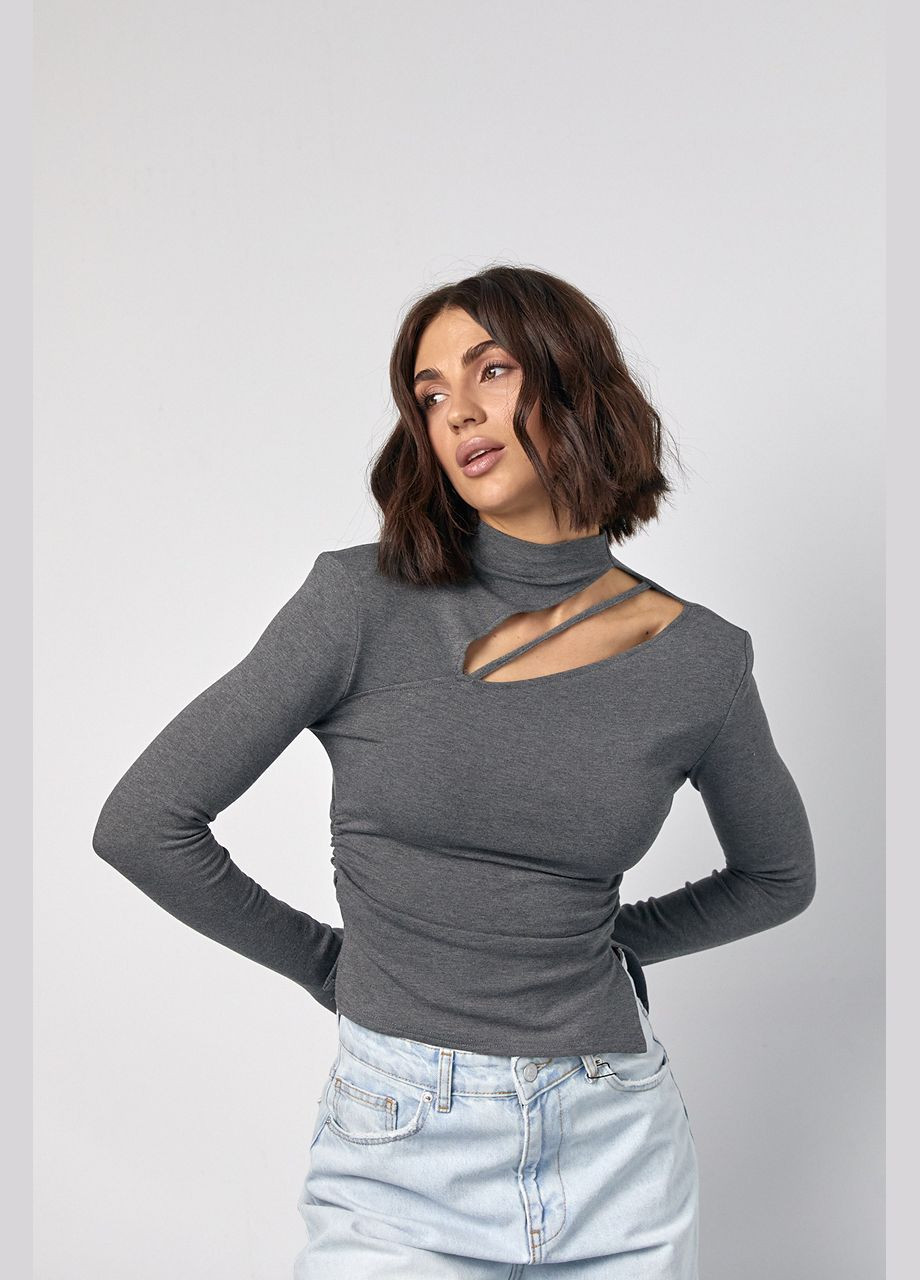 Жіноча водолазка з драпіруванням та асиметричним вирізом спереду Lurex (317233773)