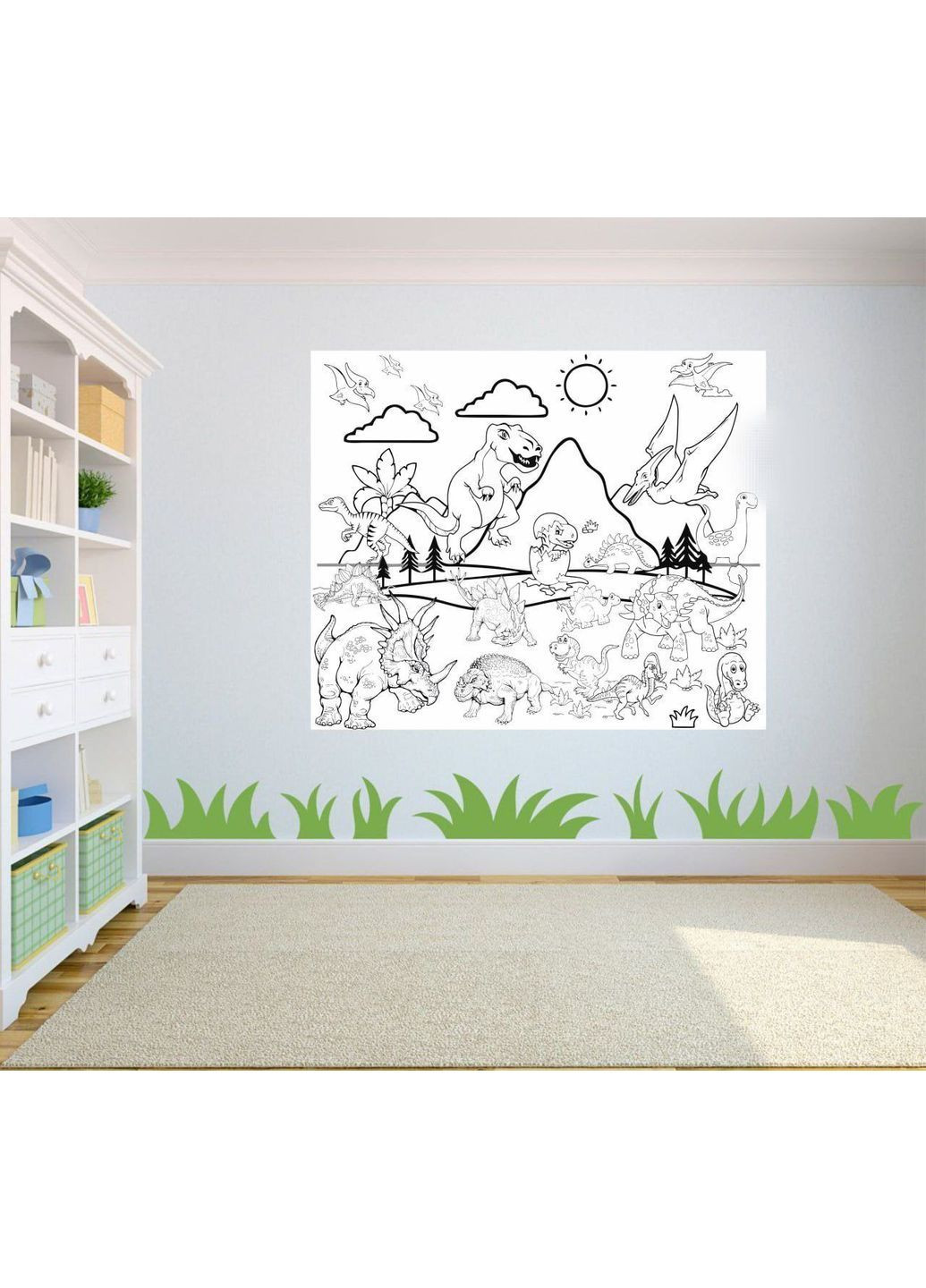 Большая раскраска "Динозавры" 100х120 см No Brand (369165438)