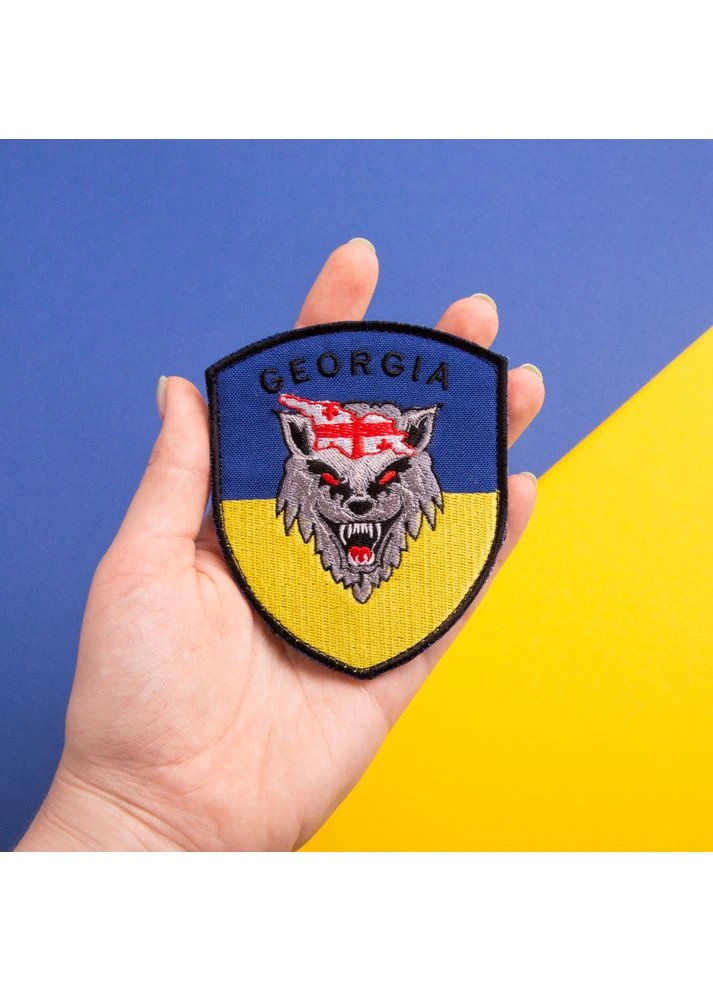 Шеврон на липучці Грузія вовк прапор України 7х9 см вишитий патч нашивка Грузіі Georgia IDEIA (386252558)
