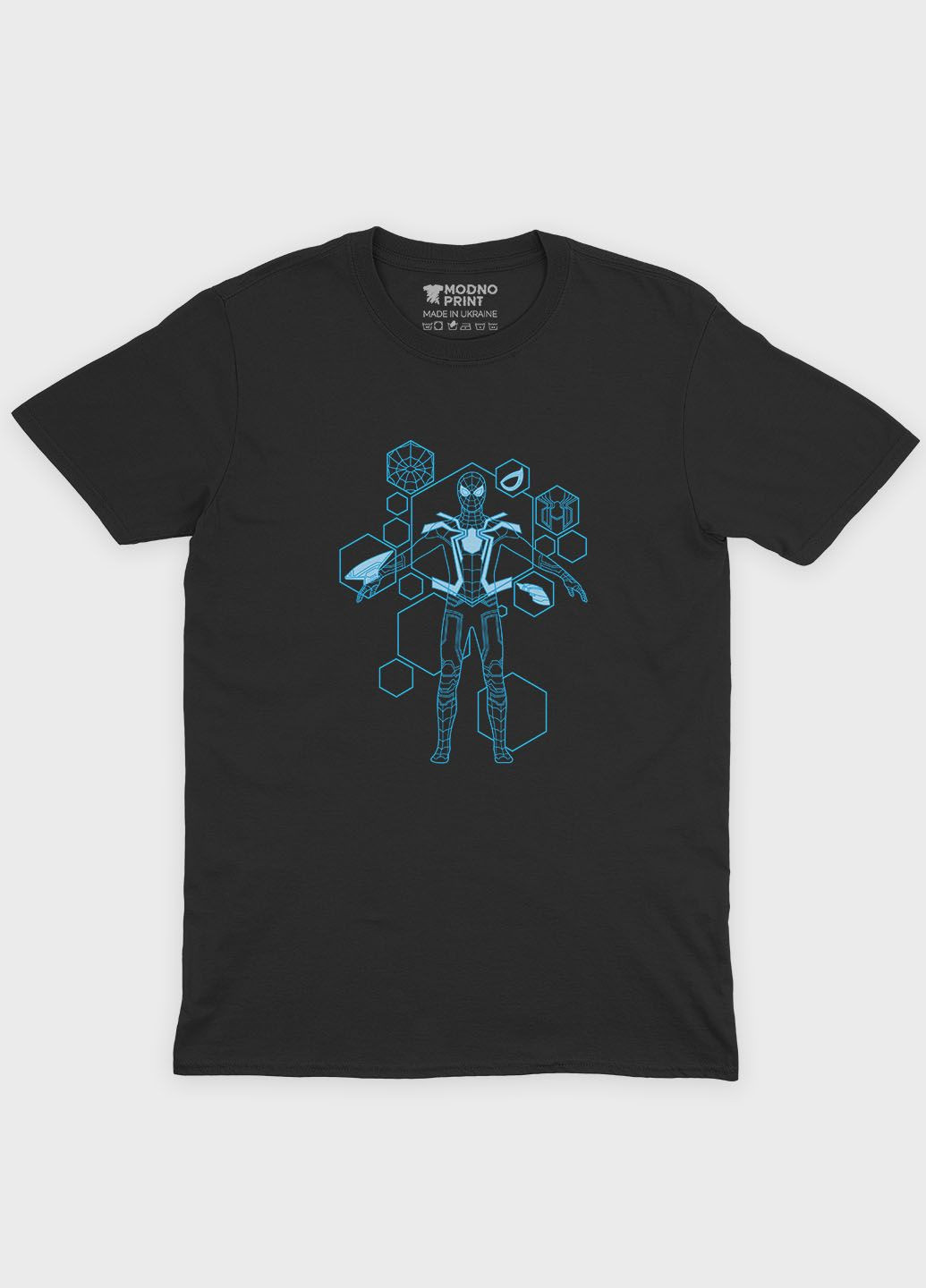 Черная демисезонная футболка для мальчика с принтом супергероя - человек-паук (ts001-1-bl-006-014-094-b) Modno