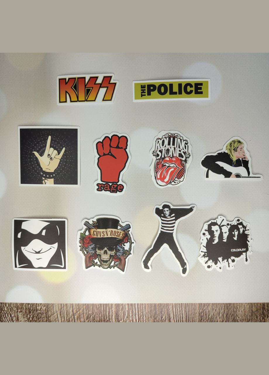 Наклейки, стикеры "Рок - музыка, рок - группы". Набор из 10 шт SureGeek (322243713)