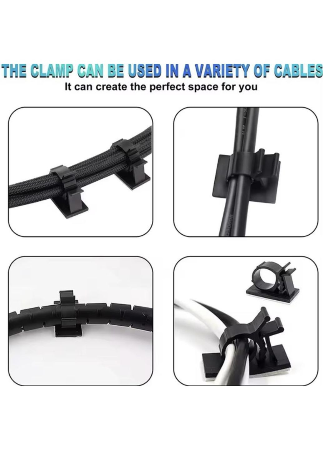 Фиксатор-зажим кабеля органайзер для крепления проволоки гофры стяжки самоклеящиеся 3М X 20 шт Черный Captain (360547098)