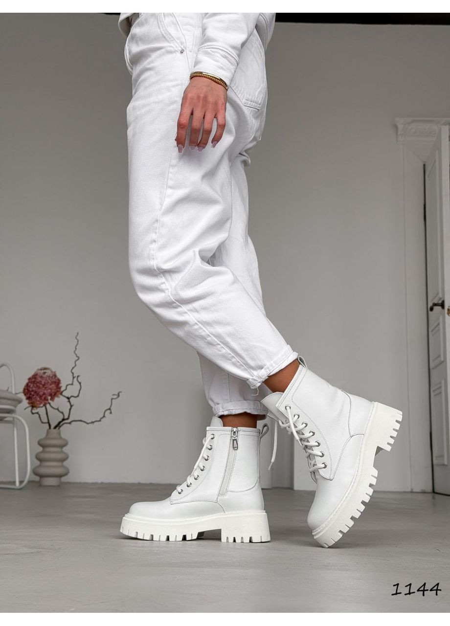 Осенние белые кожаные ботинки Helen