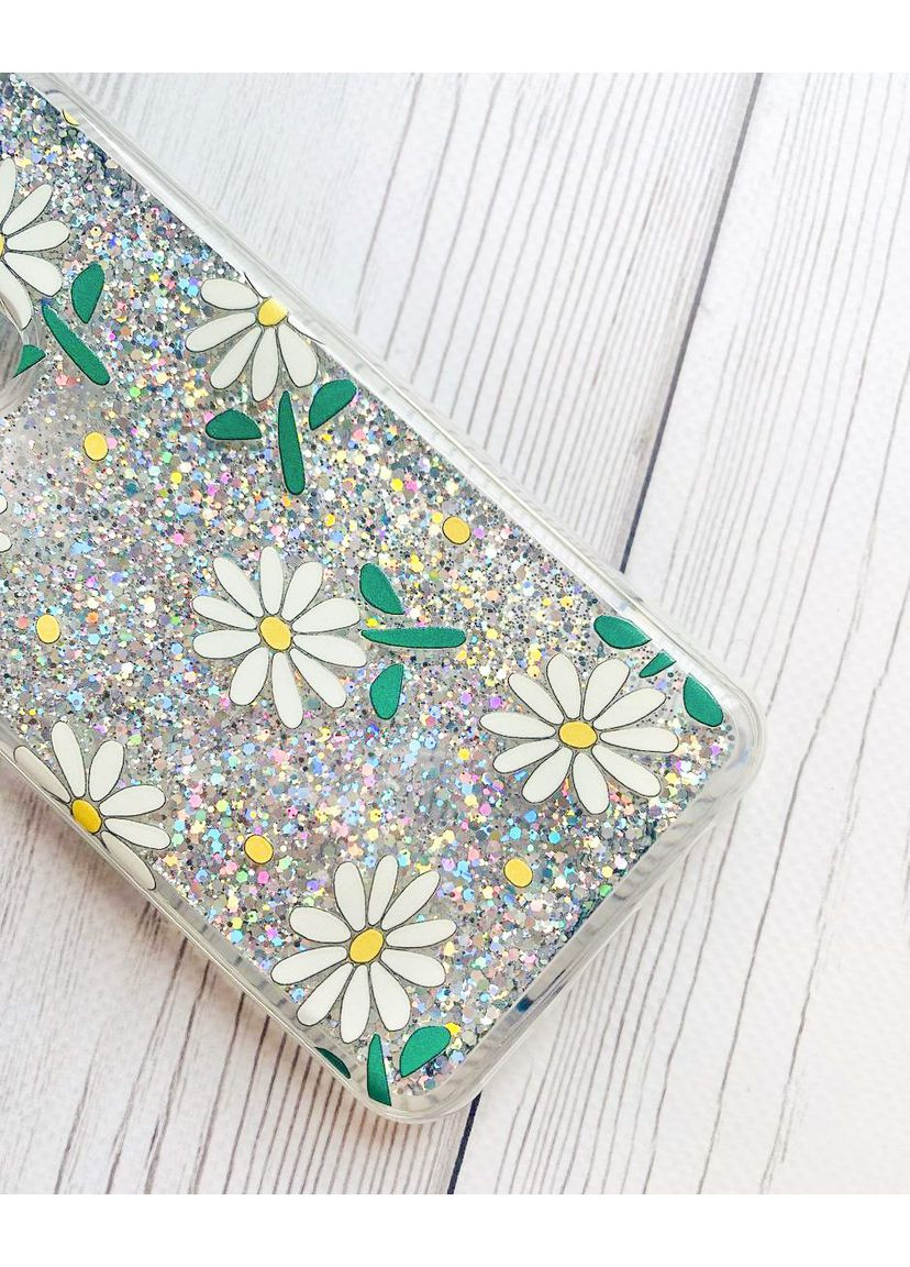 Чехол с плавающими серебряными блестками на Samsung Galaxy A35 Ромашки (принт 368) Creative (362025991)