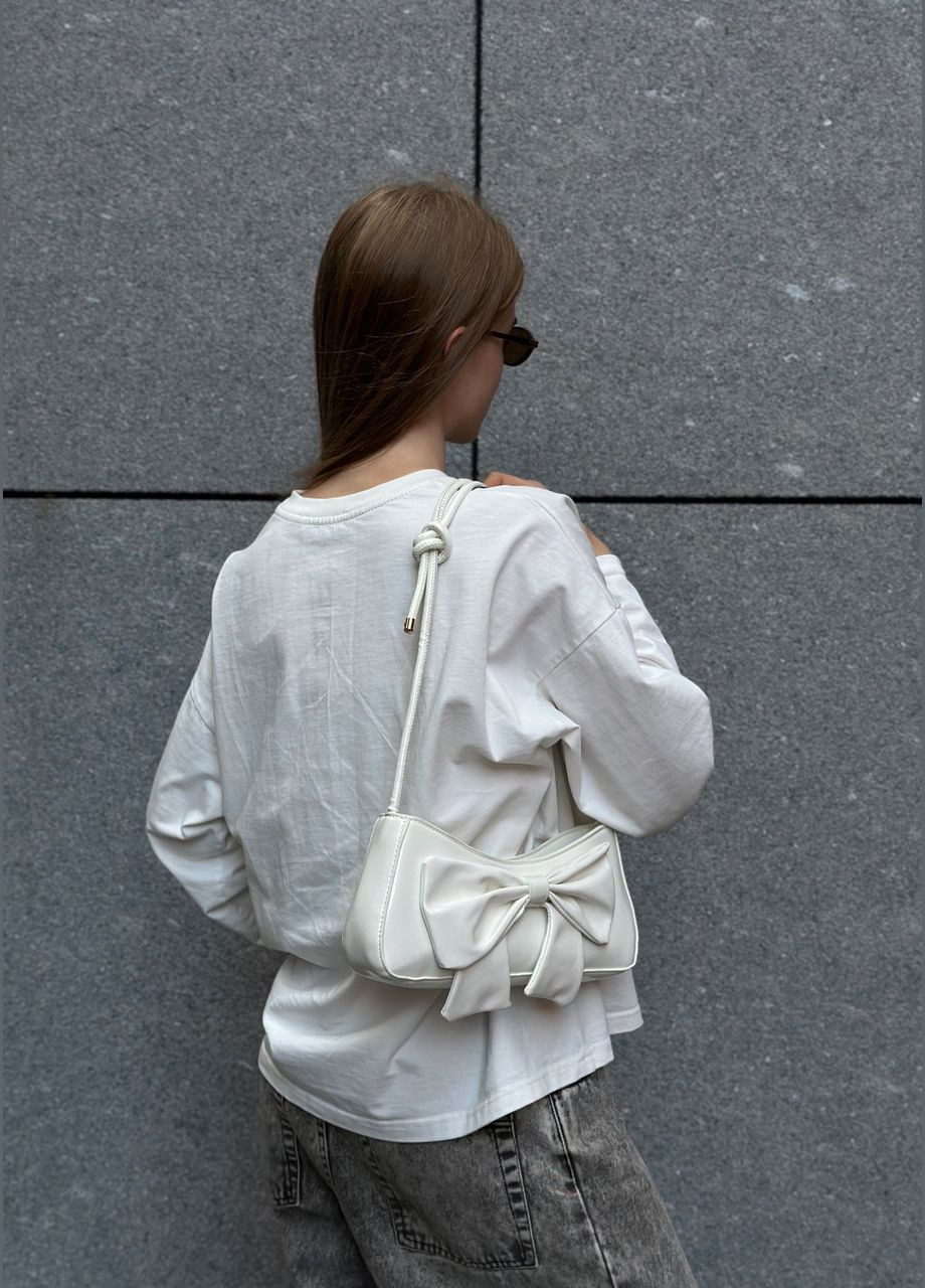 Женская белая сумка 3212 багет No Brand (303323013)