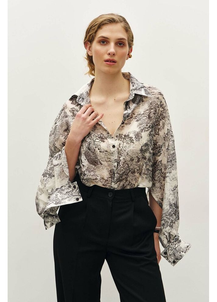 Молочная женская блуза с тенселем mkrm4243 Rica Mare