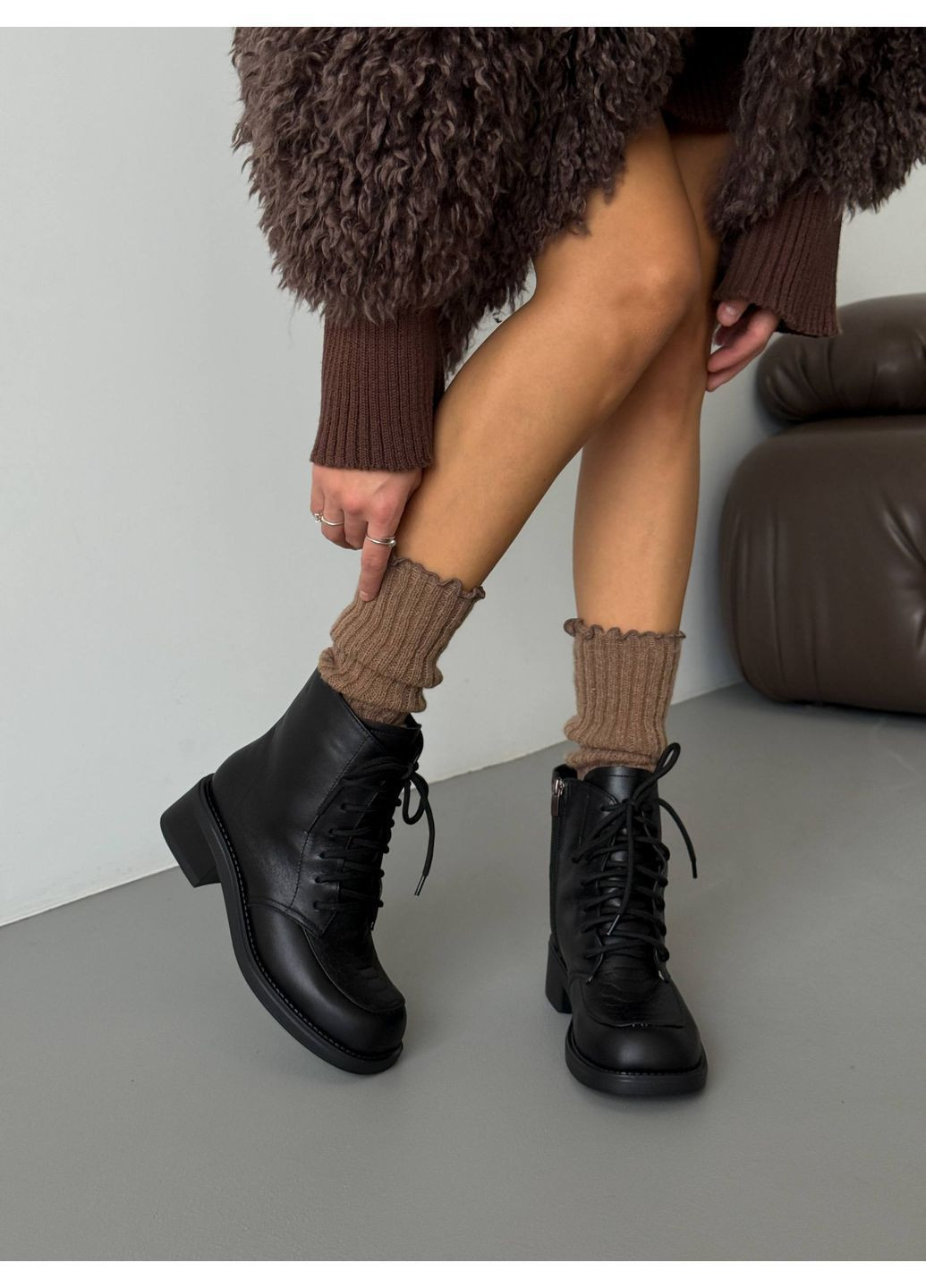 Зимние ботинки кожаные Helen