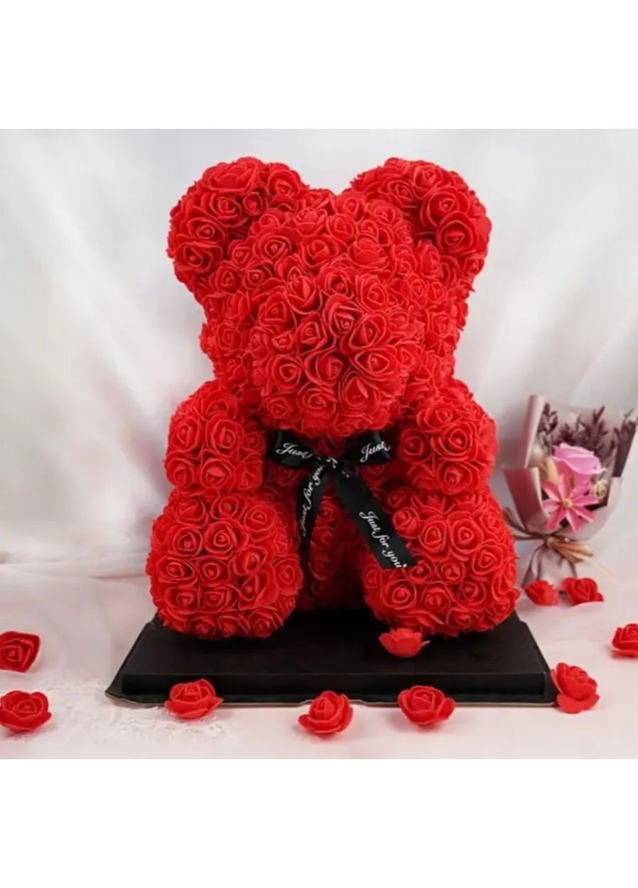 Подарочный мишка из 3D роз 25 см, игрушка для любимого, красный, декор и подарок No Brand (364191316)