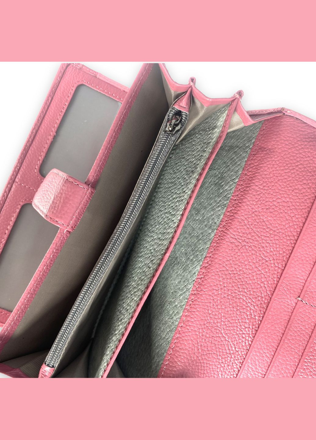 Жіночий гаманець натуральна шкіра 3 відділи для купюр 14 для карт розмір: 18*10*3 см рожевий Cardinal (266911689)