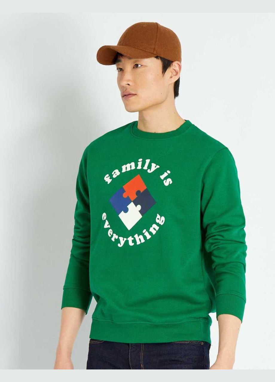 Зелений світшот фліс,зелений з принтом, Kiabi (277689185)