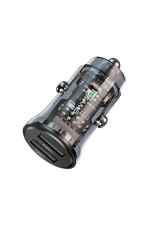 Автомобільний зарядний пристрій US-CC162 C31 15W Transparent Dual USB A+A Mini Car Charger USAMS (370612727)