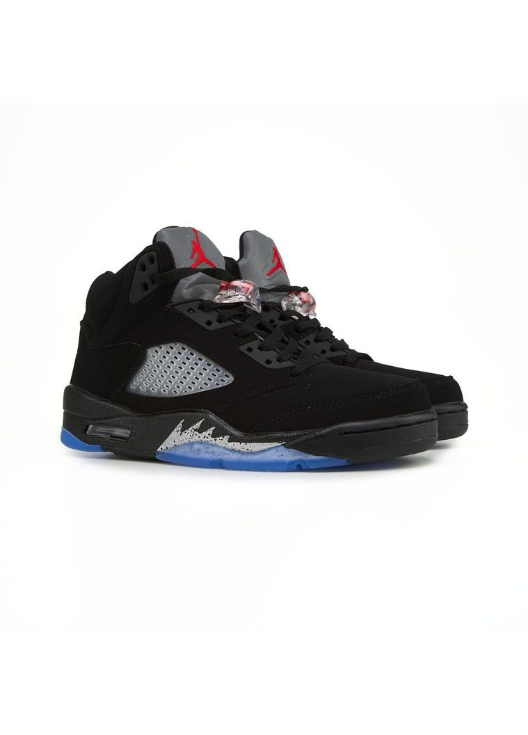 Черные демисезонные кроссовки мужские nike air jordan 5 black blue найк аир джордан No Brand