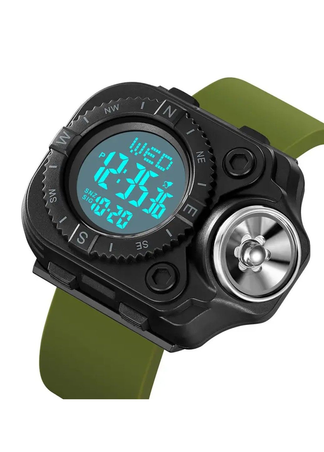 Чоловічий наручний годинник з ліхтарем 2187 Зелений з білим циферблатом Skmei (314483263)