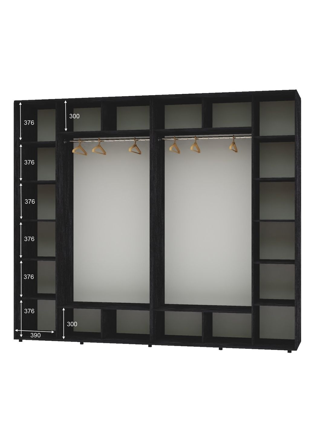 Шафа-купе чотиридверна 280*60*230 Бетон темний 2 ДСП/2 Дзеркала Алекса (360478378)