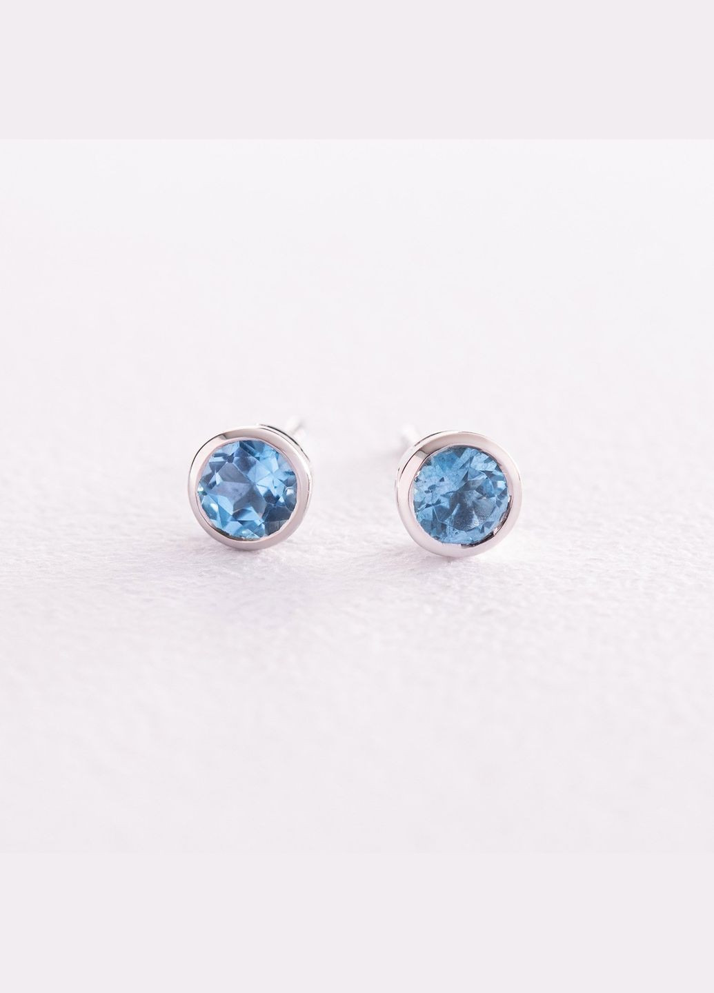 Золотые серьги - пусеты с голубыми топазами сб0428gl Oniks (264024140)