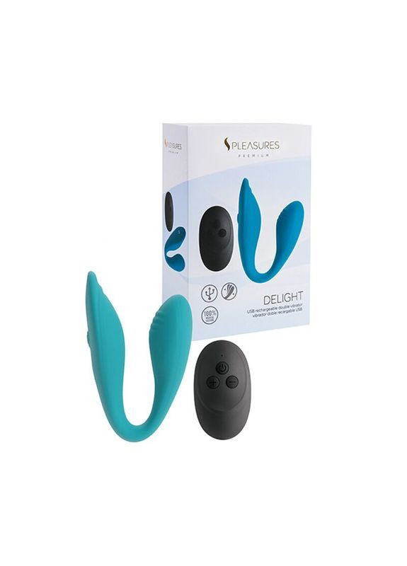 Подвійний вібратор Premium Delight, бірюзовий, для клітора та точки G, 10 режимів S Pleasures (331149229)