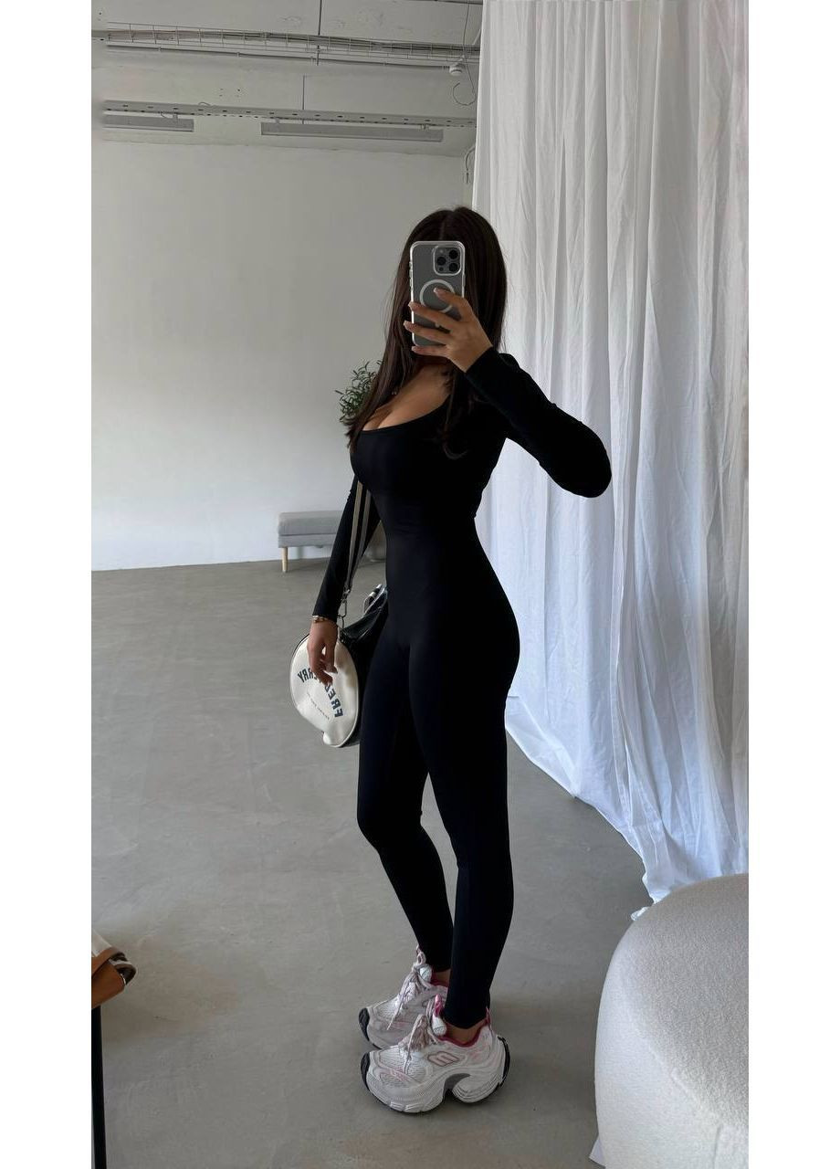 Комбинезон женский KaraMix комбинезон-брюки однотонный чёрный повседневный бифлекс