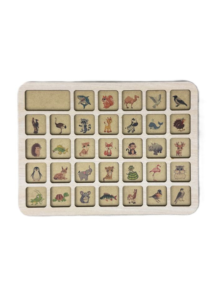 Деревянный пазл-вкладыш "Зверушки" 3240-04-001 размер 33х25 см Vladico (372954281)