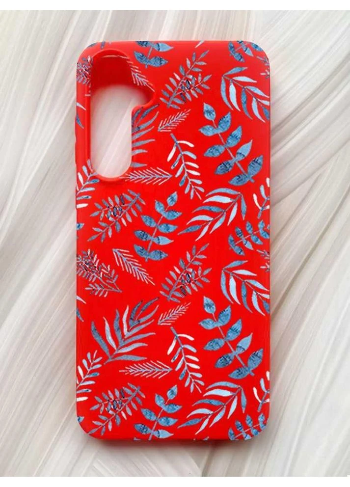 Матовий червоний чохол на Samsung Galaxy A55 (A556) Рослинний фон (принт 276) Creative (355404679)