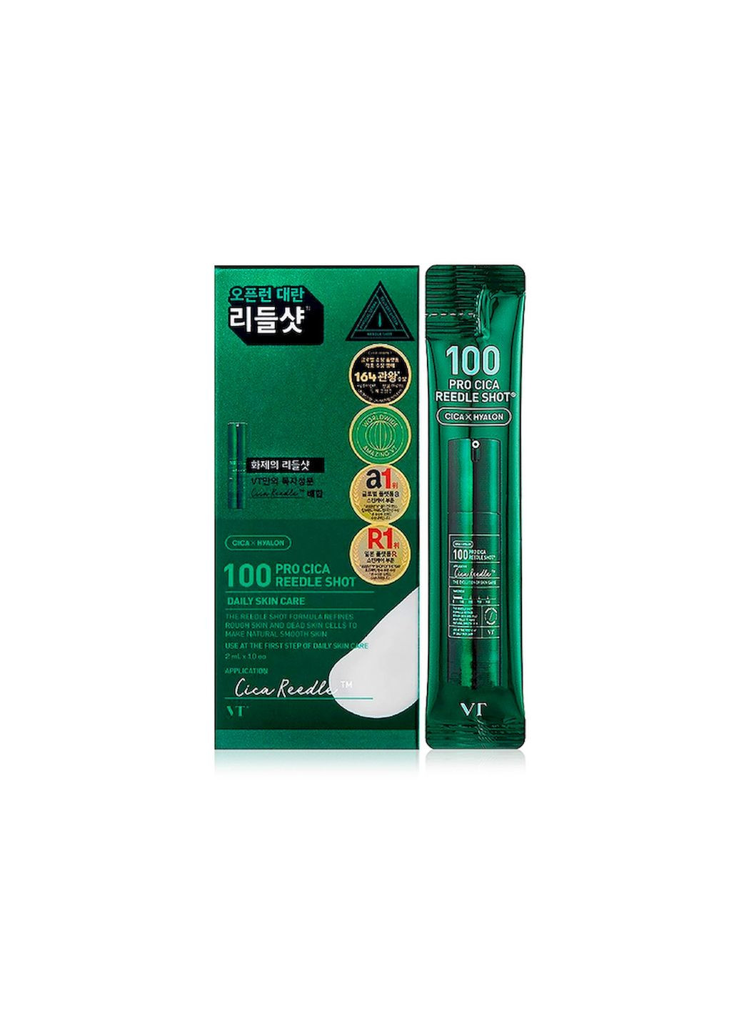 Сироватка з мікроголками 100 PRO CICA REEDLE SHOT для чутливої шкіри (набір стиків) 2ml х 10pcs VT Cosmetics (324211186)