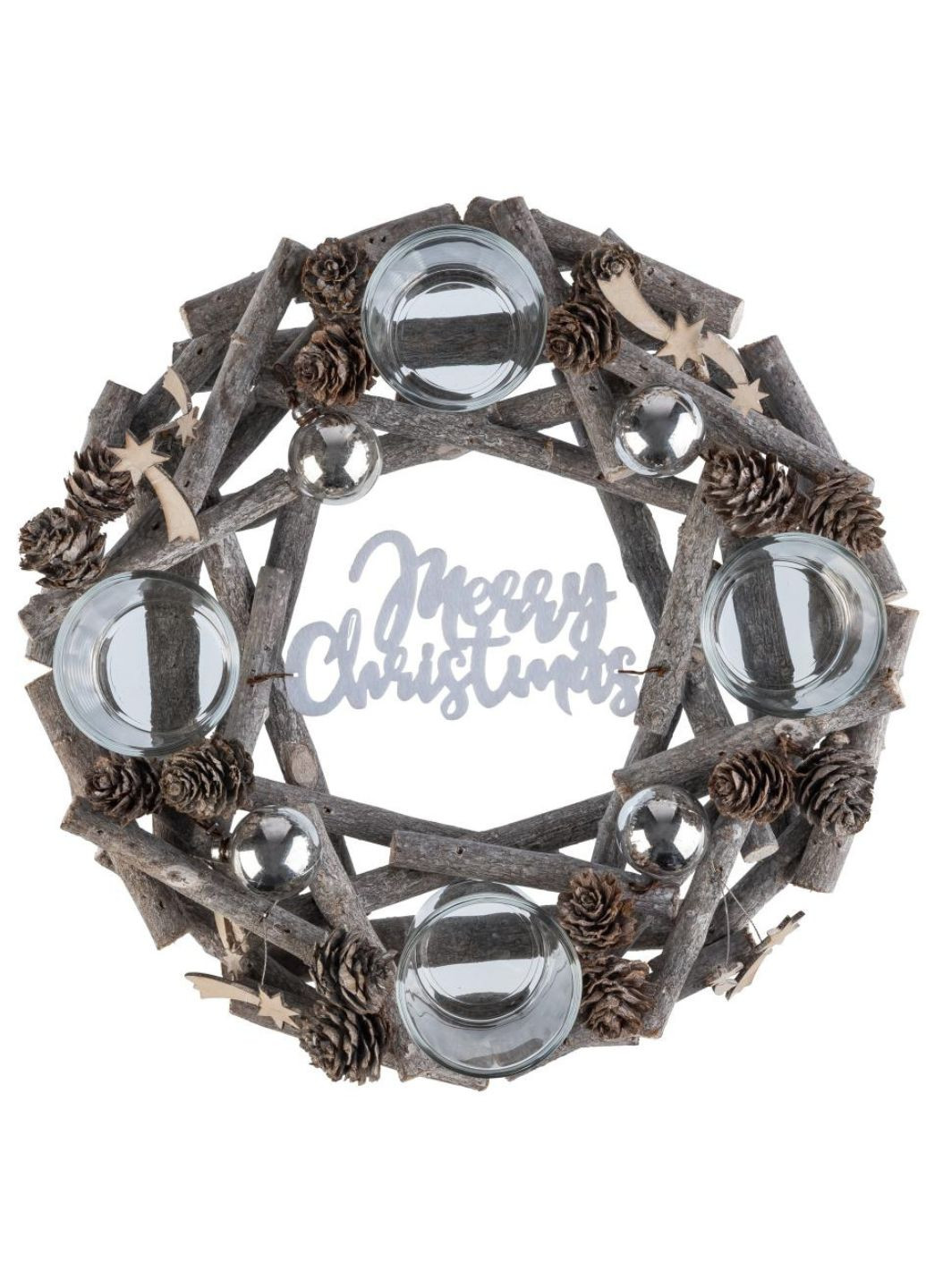 Рождественский венок-подсвечник «Winter Magic» из натуральных материалов 28см Красный (7858) Livarno home (363135314)