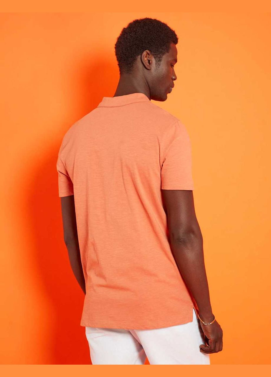 Светло-оранжевая футболка-поло лето,кирпичный, для мужчин Kiabi