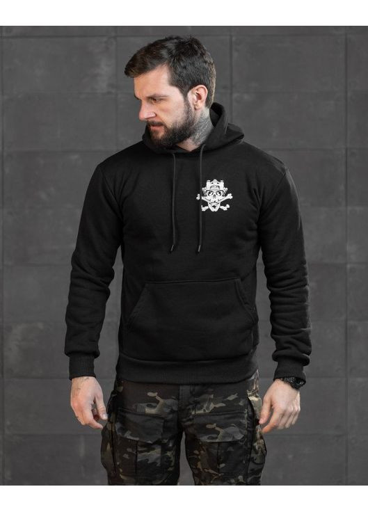 Тактичне чоловіче худі на флісі з принтом чорне No Brand (366072546)