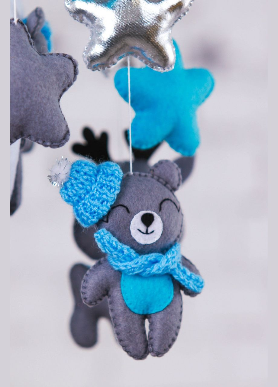 Детский музыкальный мобиль на кроватку WooolyWool «Мишка на луне для мальчика» с 35 мелодиями (М013) No Brand (342757961)