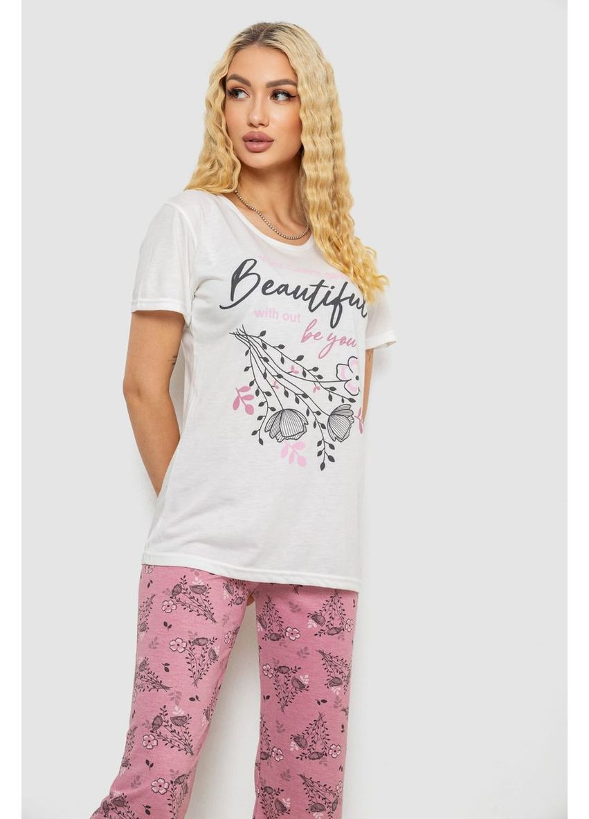 Молочна піжама жіноча з принтом, 243r10311 Ager