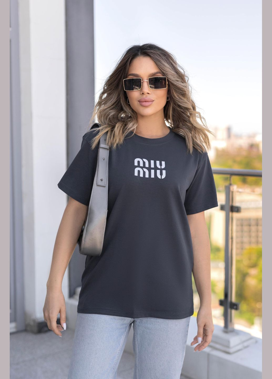 Женская футболка оверсайз с принтом Fashion Girl MIU - (338537293)