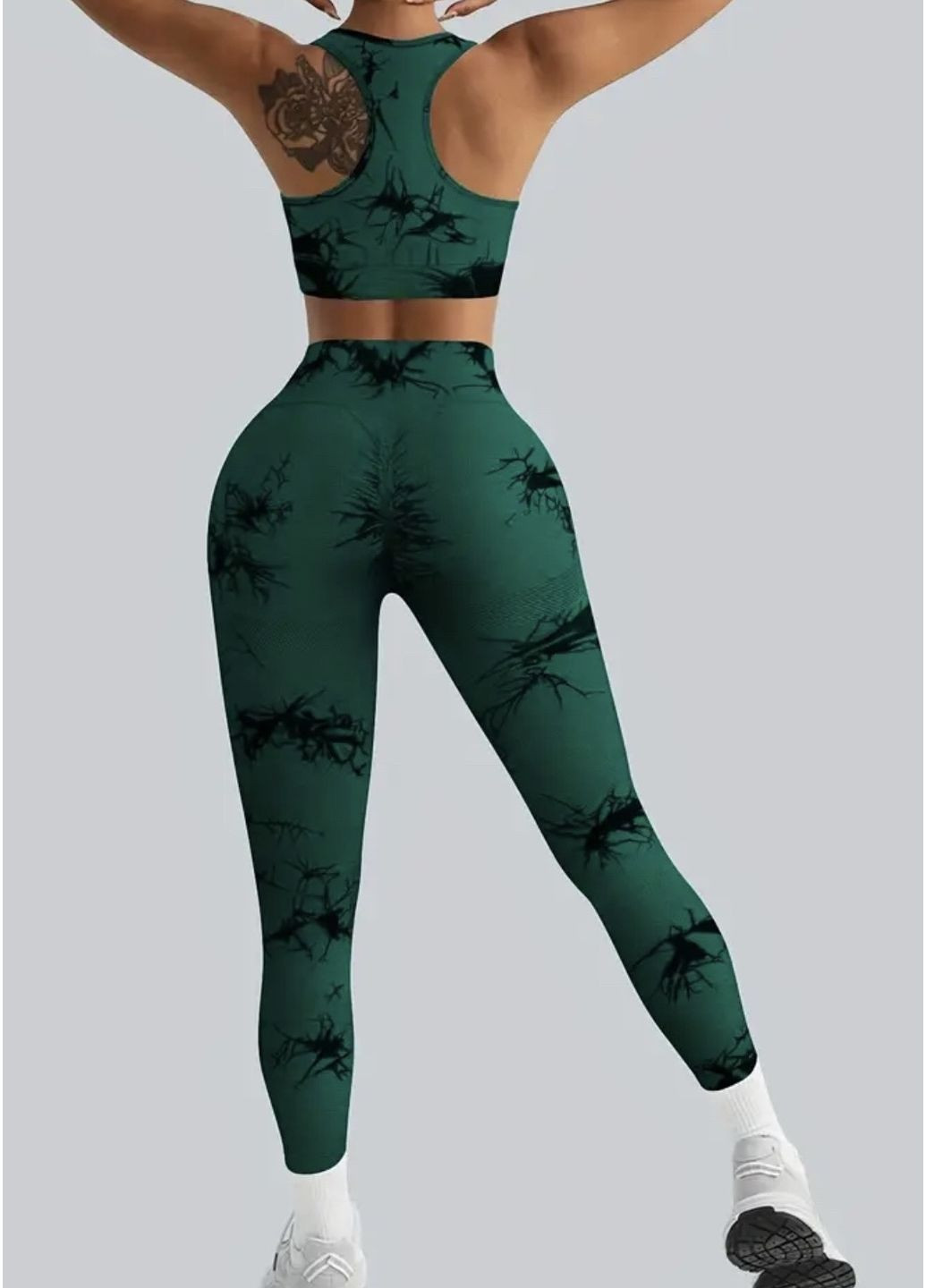 Спортивный костюм (комплект для фитнеса) тай-дай, леггинсы + топ No Brand (322068903)