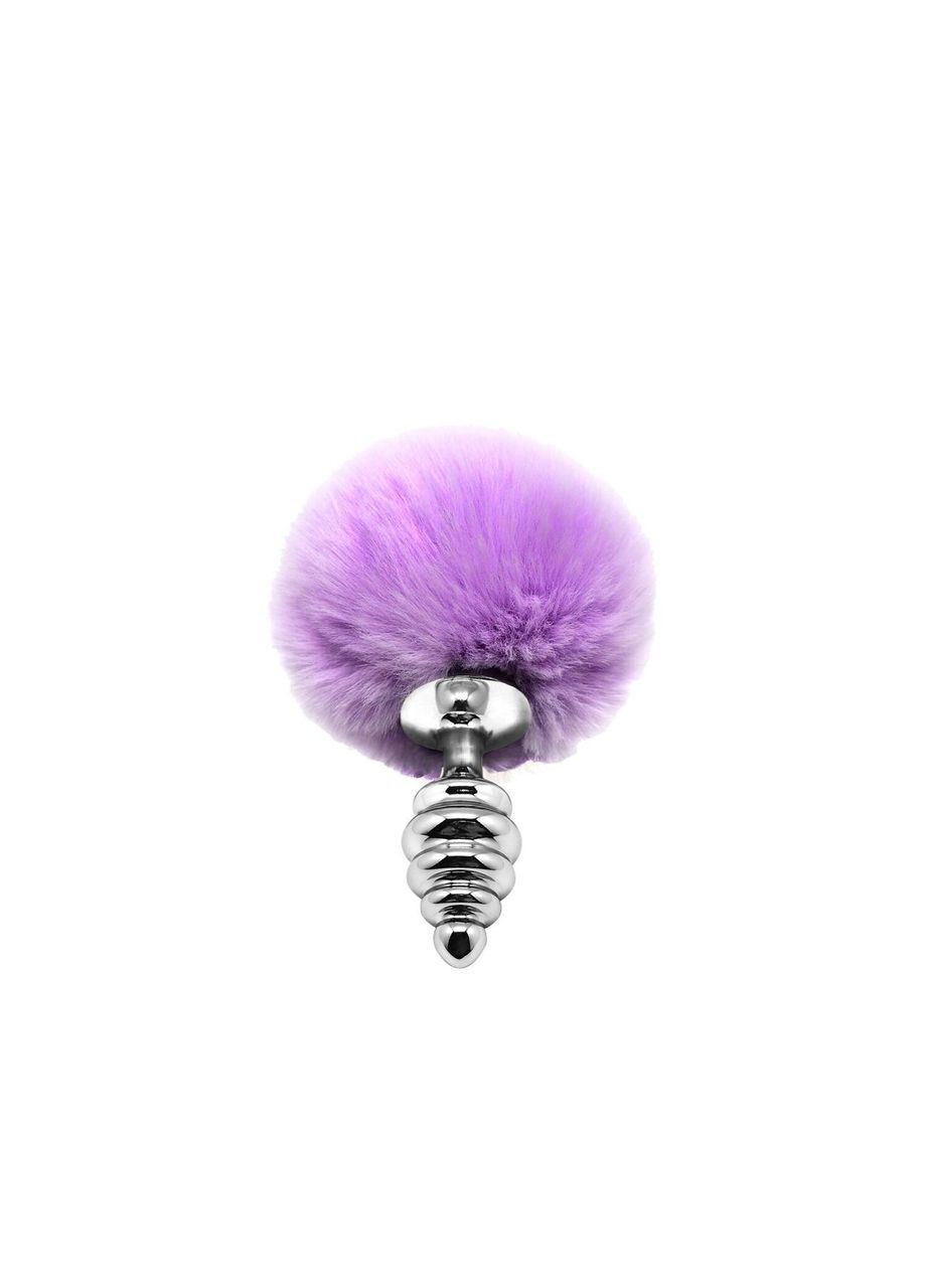 Металева анальна пробка Кролячий хвостик Fluffy Twist Plug S Purple, діаметр 2,9 см Alive (293959575)