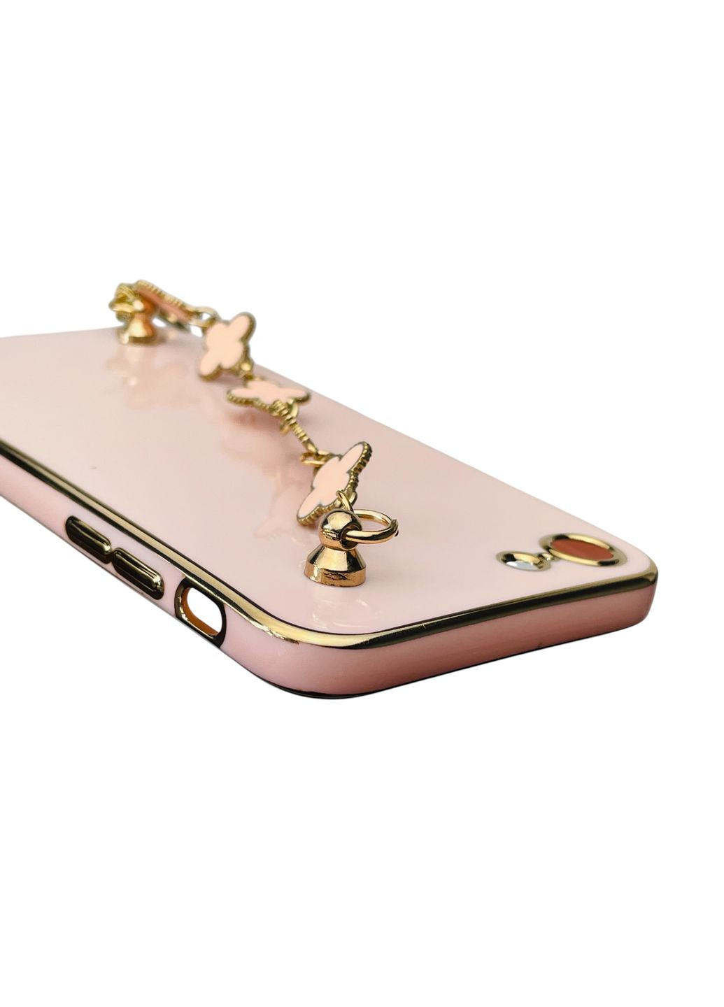 Чохол для телефона iPhone 8 жіночій із ремінцем з прикрасами та золотою окантовкою на айфон 8 пудровий gs1 Apple (366022705)