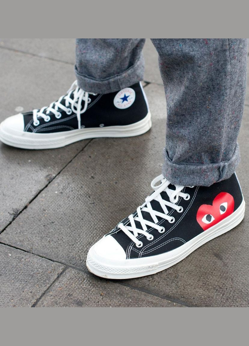 Білі Осінні кеди converse chuck taylor all star 70 hi comme des garcons play black a08791c No Brand