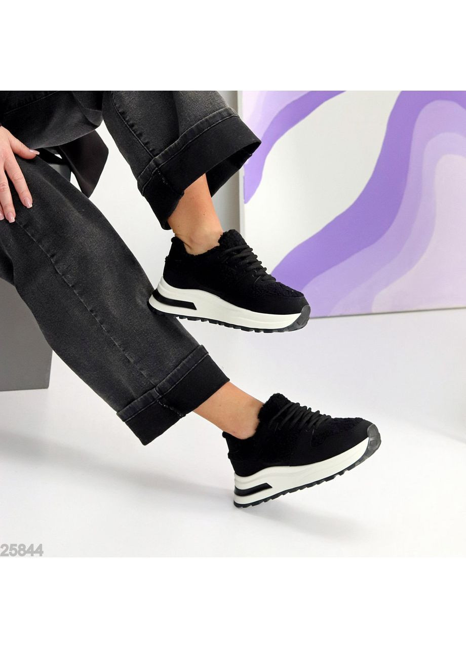 Утепленные кроссовки No Brand чёрные зима (367617924)