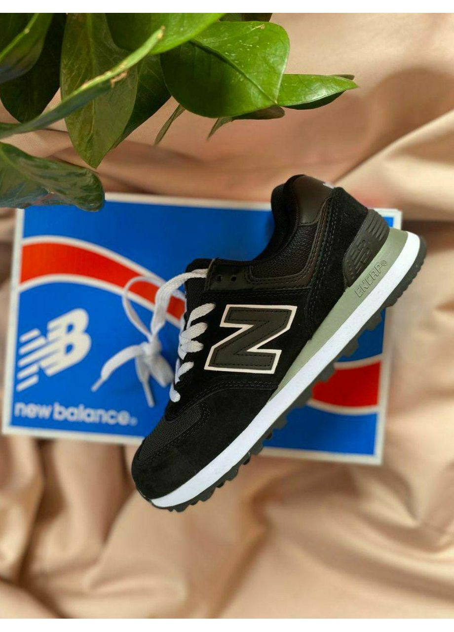 КРОСІВКИ ЖІНОЧІ NEW BALANCE 574 BLACK GREEN НЬЮ БЕЛАНС 574 No Brand сірі демісезони (369393637)