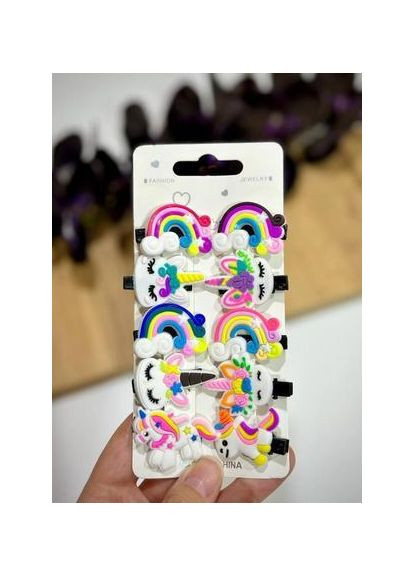 Набір оригінальних різноманітних дитячих шпильок у формі веселка та єдиноріг No Brand (363042385)