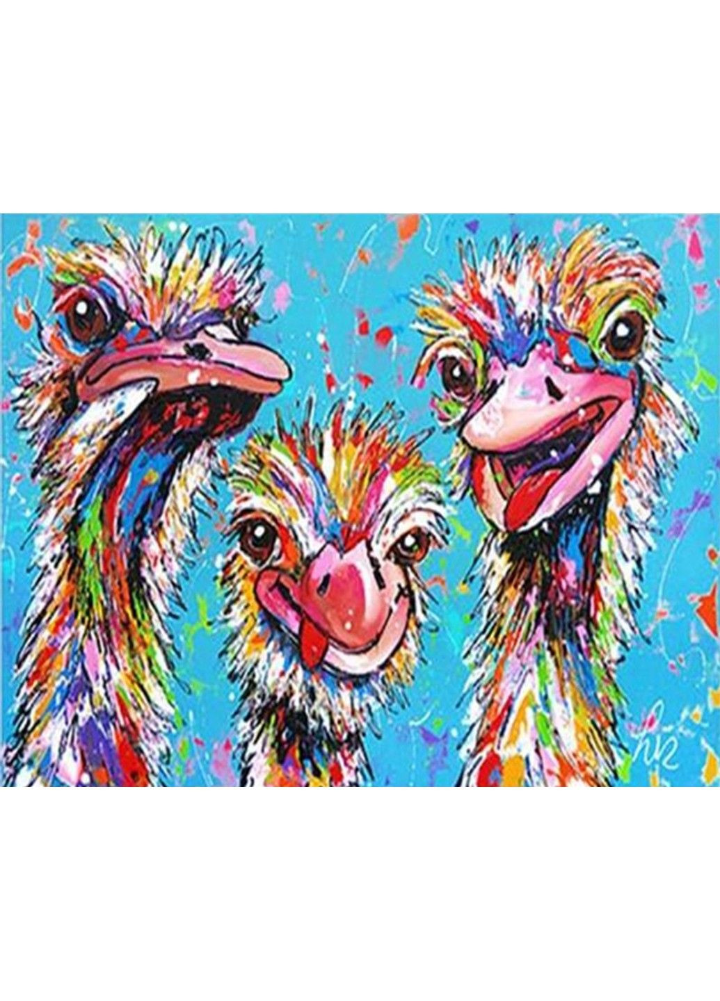 Алмазна мозаїка вишивка Страуси сім'я страусів на підрамнику повна 5d 30х40 No Brand (332208489)